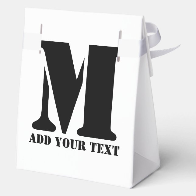 Personalized Monogram Black Custom Modern Text Favor Boxes (Back)