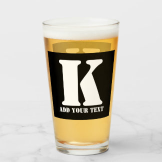 Personalized Monogram Black Custom Modern Text Glass