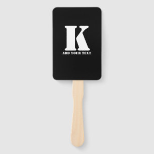 Personalized Monogram Black Custom Modern Text Hand Fan