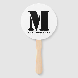 Personalized Monogram Black Custom Modern Text Hand Fan