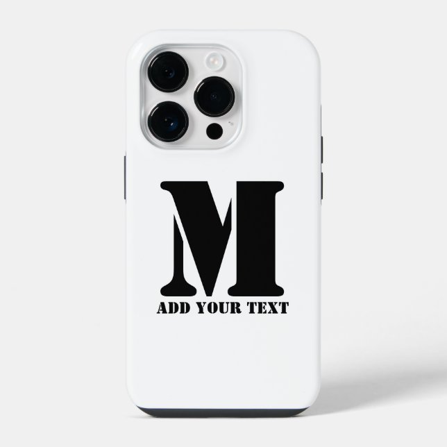 Personalized Monogram Black Custom Modern Text Iphone Case (Back)