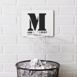 Personalized Monogram Black Custom Modern Text Mini Basketball Hoop