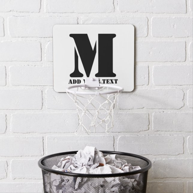 Personalized Monogram Black Custom Modern Text Mini Basketball Hoop (In Situ)