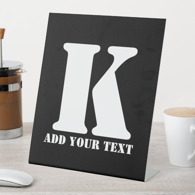 Personalized Monogram Black Custom Modern Text Pedestal Sign (In SItu)