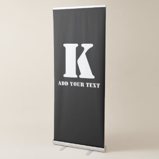 Personalized Monogram Black Custom Modern Text Retractable Banner