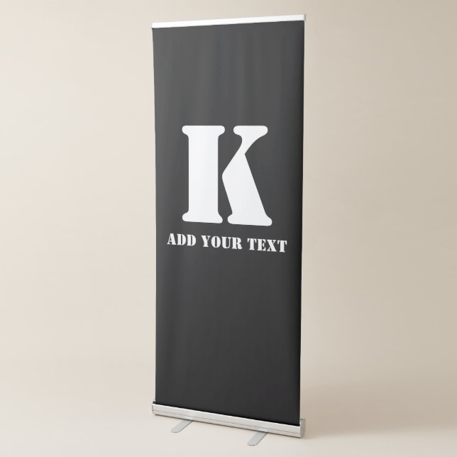 Personalized Monogram Black Custom Modern Text Retractable Banner (3/4)