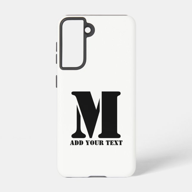 Personalized Monogram Black Custom Modern Text Samsung Galaxy Case (Back)