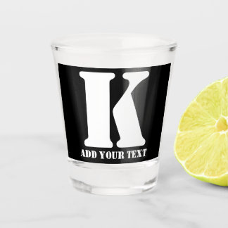 Personalized Monogram Black Custom Modern Text Shot Glass