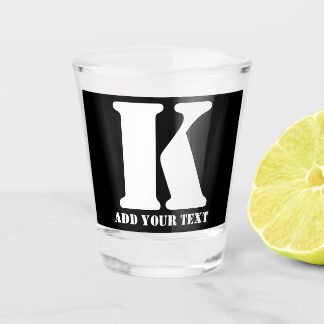 Personalized Monogram Black Custom Modern Text Shot Glass (Front)