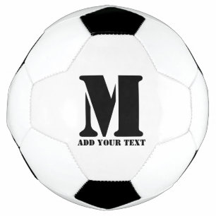 Personalized Monogram Black Custom Modern Text Soccer Ball