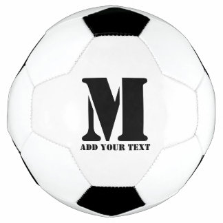 Personalized Monogram Black Custom Modern Text Soccer Ball