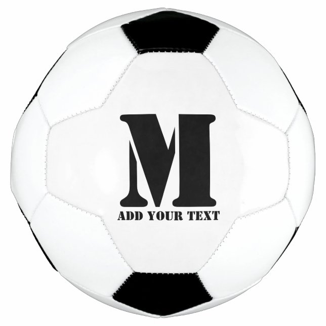 Personalized Monogram Black Custom Modern Text Soccer Ball (Front)
