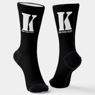 Personalized Monogram Black Custom Modern Text Socks