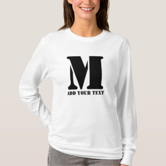 Personalized Monogram Black Custom Modern Text T-Shirt