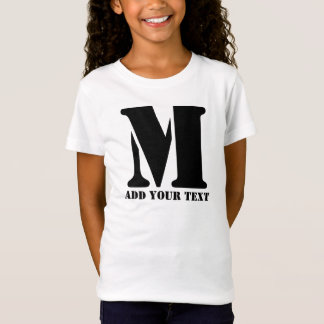 Personalized Monogram Black Custom Modern Text T-Shirt