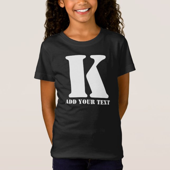 Personalized Monogram Black Custom Modern Text T-Shirt (Front)