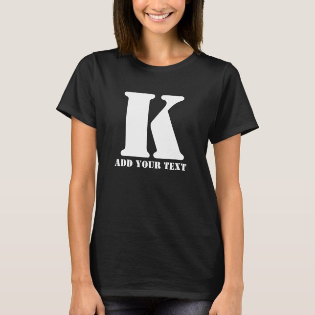 Personalized Monogram Black Custom Modern Text T-Shirt (Front)