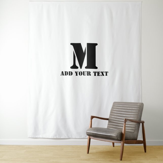 Personalized Monogram Black Custom Modern Text Tapestry (In Situ)
