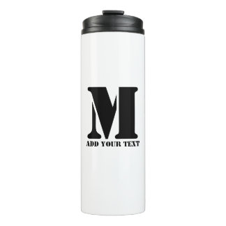 Personalized Monogram Black Custom Modern Text Thermal Tumbler
