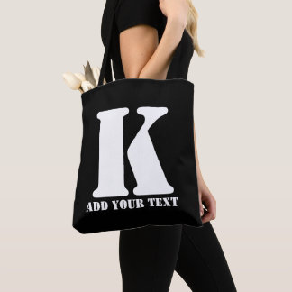 Personalized Monogram Black Custom Modern Text Tote Bag