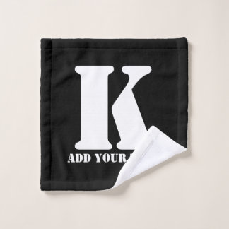 Personalized Monogram Black Custom Modern Text Wash Cloth