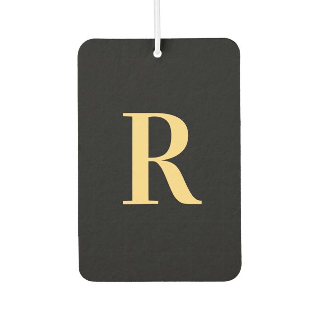 Personalized Monogram Black Gold Air Freshener (Front)