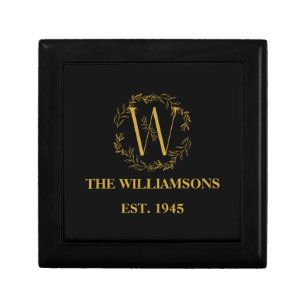 Personalized Monogram Black & Gold Family Initial Gift Box