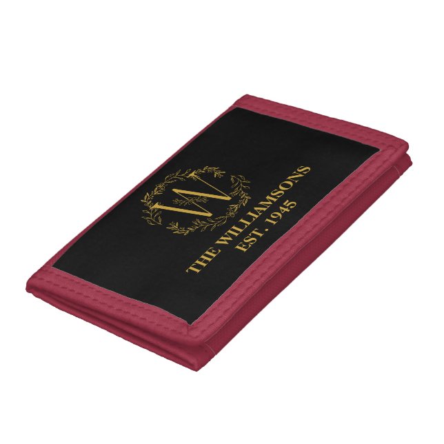 Personalized Monogram Black & Gold Family Initial  Trifold Wallet (Bottom)