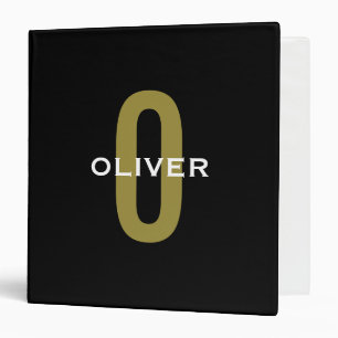 Personalized Monogram Black Gold White Name 3 Ring Binder