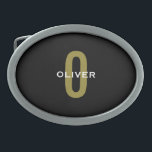 Personalized Monogram Black Gold White Name Belt Buckle<br><div class="desc">This cool monogram design can be given as a gift for a birthday,  retirement,  bachelor party or any occasion. The minimalist design can be customized with the person's initial and name.</div>