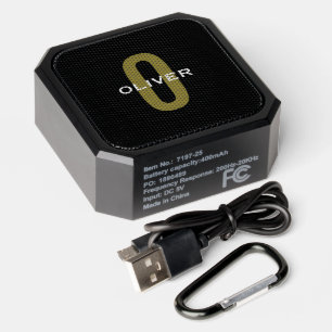 Personalized Monogram Black Gold White Name Bluetooth Speaker