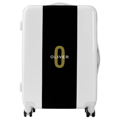 Personalized Monogram Black Gold White Name Luggage