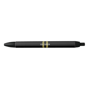 Personalized Monogram Black Gold White Name Pen
