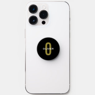 Personalized Monogram Black Gold White Name PopSocket