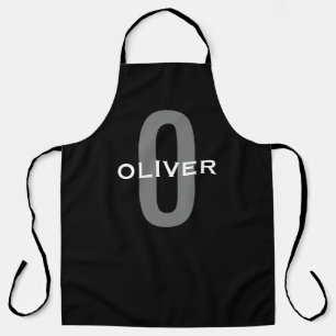 Personalized Monogram Black Grey White Name Apron