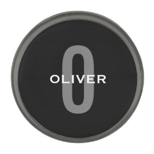 Personalized Monogram Black Grey White Name Gunmetal Finish Lapel Pin