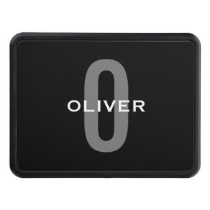 Personalized Monogram Black Grey White Name Hitch Cover