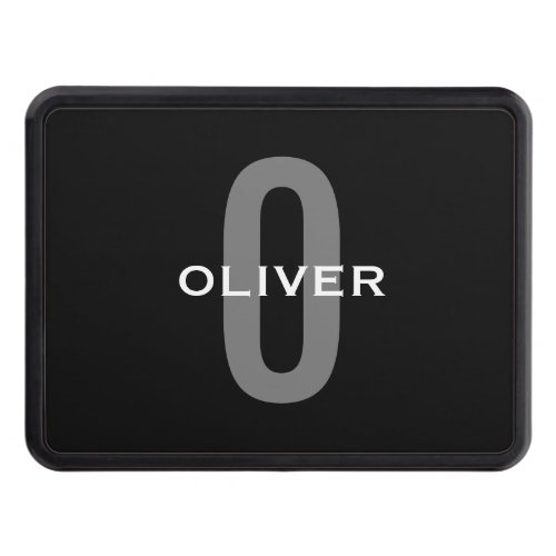 Personalized Monogram Black Grey White Name Hitch Cover
