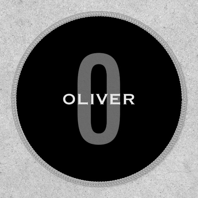Personalized Monogram Black Grey White Name Patch (Front)
