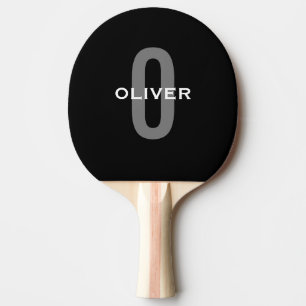 Personalized Monogram Black Grey White Name Ping Pong Paddle