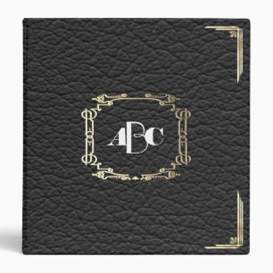 Personalized Monogram Black Leather Look 3 Ring Binder