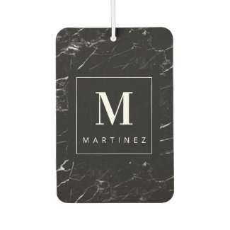 Personalized  Monogram Black Marble