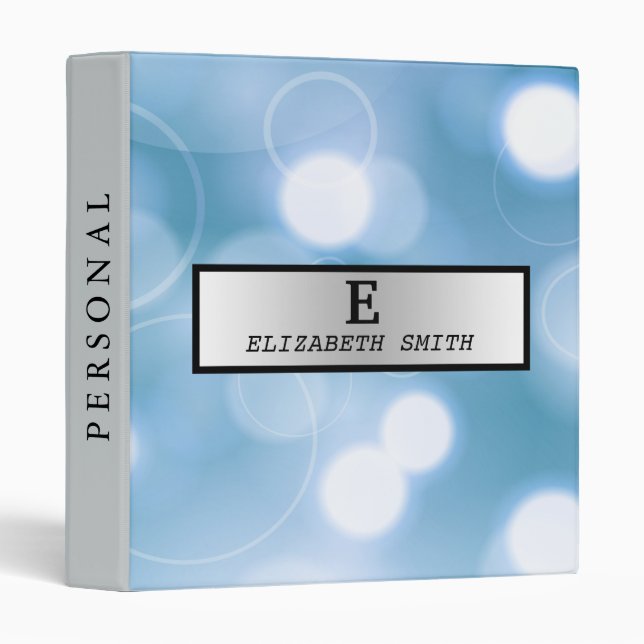 Personalized Monogram Black Silver Glitter Badge B 3 Ring Binder (Front/Spine)