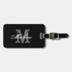 Personalized monogram black travel luggage tag