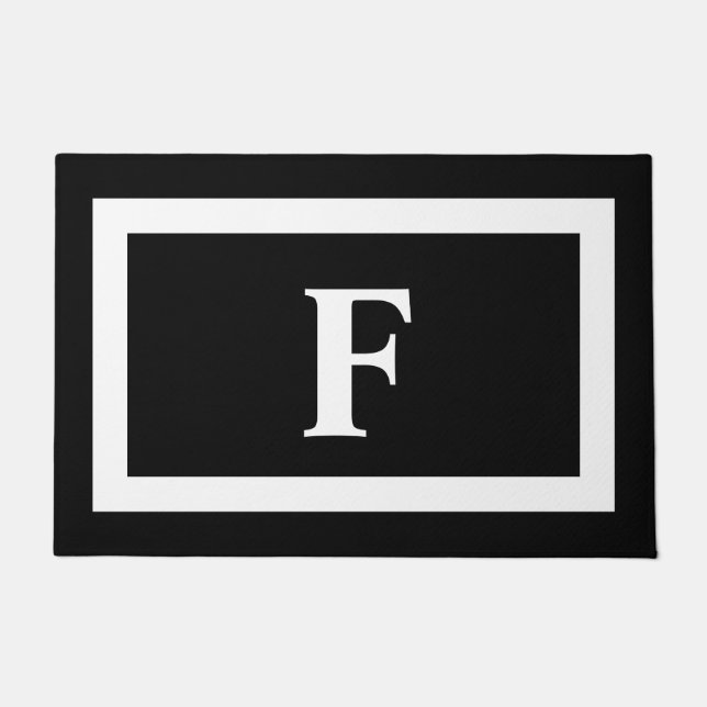 Personalized Monogram Black White  Doormat (Front)