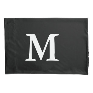 Personalized Monogram Black White Modern Minimal Pillow Case