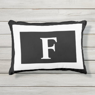 Personalized Monogram Black White Trendy Outdoor Pillow