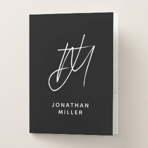 Personalized Monogram Black with Name Pocket Folder