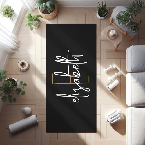 Personalized Monogram Black  Yoga Mat