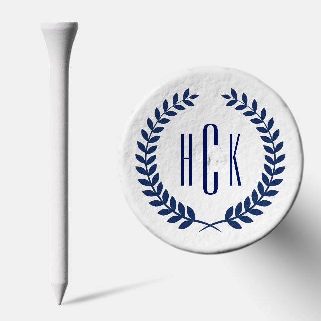 Personalized Monogram Blue Laurel Wreath Golf Tees (Combo)